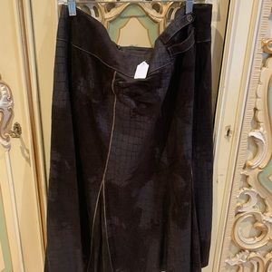 Leather brown long women’s skirt